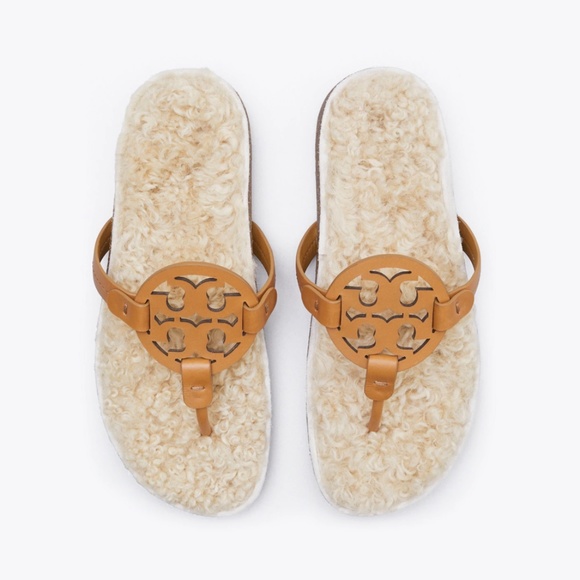 NWT! Tory Burch Miller Cloud Shearling Sandals w/box and dust bag - Picture 4 of 9